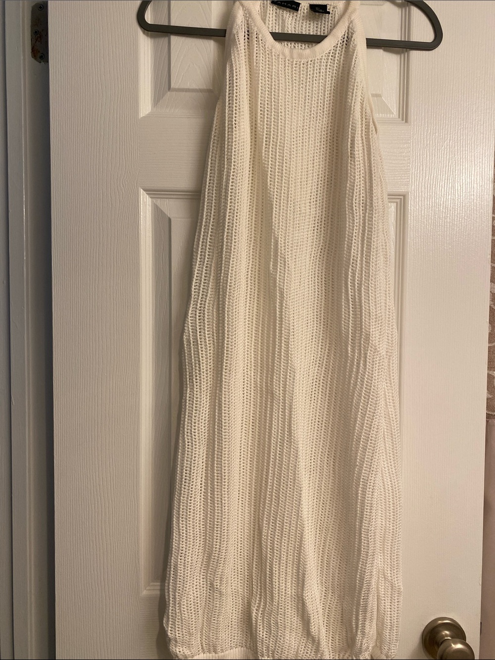 Sleeveless Open-Knit Maxi Cover up  in Cream